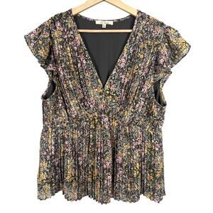 Les Serein 100% Polyester XL Renee Floral Top